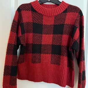 Cozy Red and Black Plaid Sweater